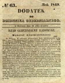 Dodatek do Dziennika Gubernialnego, 1849, nr 63