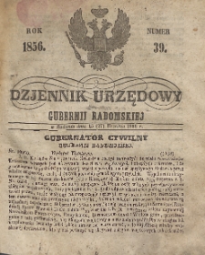 Dziennik Urzędowy Gubernii Radomskiej, 1856, nr 39