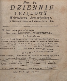 Dziennik Urzędowy Województwa Sandomierskiego, 1819, nr 34