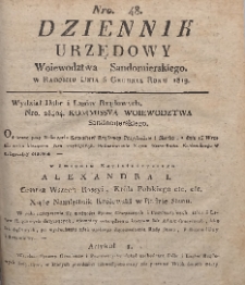 Dziennik Urzędowy Województwa Sandomierskiego, 1819, nr 48