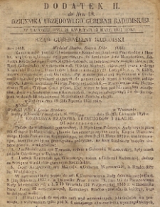 Dziennik Urzędowy Gubernii Radomskiej, 1851, nr 18, dod. II