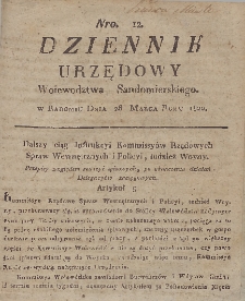 Dziennik Urzędowy Województwa Sandomierskiego, 1820, nr 12