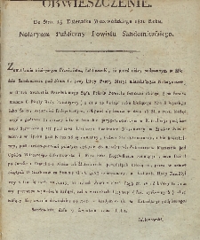 Dziennik Urzędowy Województwa Sandomierskiego, 1820, nr 15, Obwieszczenie