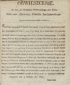 Dziennik Urzędowy Województwa Sandomierskiego, 1820, nr 16, Obiweszczenie