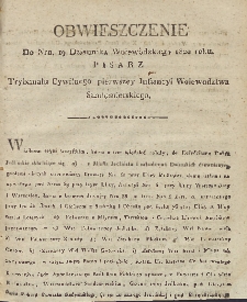 Dziennik Urzędowy Województwa Sandomierskiego, 1820, nr 19, Obwieszczenie