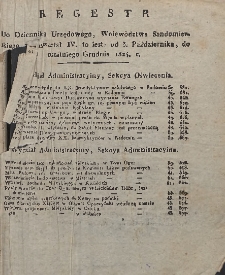 Regestr do Dziennika Urzędowego, Województwa Sandomierskiego za kwartał IV to jest od 3 Października do ostatniego Grudnia 1824 r.