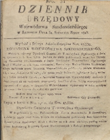 Dziennik Urzędowy Województwa Sandomierskiego, 1823, nr 31