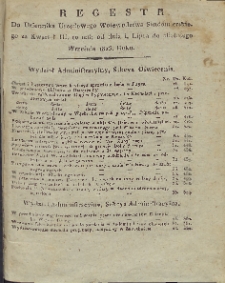REGESTR do Dziennika Urzędowego Woiewództwa Sandomierskiego za kwartał III. to iest: od 1. Lipca do ostatniego Września 1823. roku.