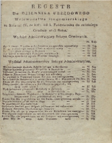 REGESTR do Dziennika Urzędowego Woiewództwa Sandomierskiego za kwartał IV. to iest: od 5. Października do ostatniego Grudnia 1823. roku.