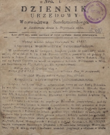 Dziennik Urzędowy Województwa Sandomierskiego, 1830, nr 1