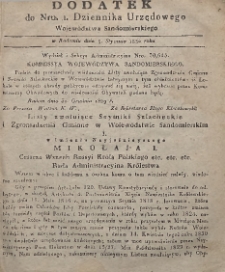 Dziennik Urzędowy Wojew&oacute;dztwa Sandomierskiego, 1830, nr 1, dod. I
