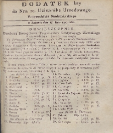 Dziennik Urzędowy Województwa Sandomierskiego, 1829, nr 20, dod. 1