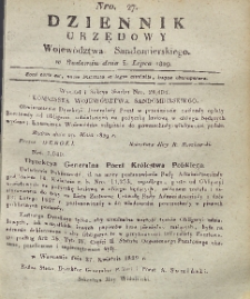 Dziennik Urzędowy Województwa Sandomierskiego, 1829, nr 27