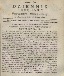 Dziennik Urzędowy Województwa Sandomierskiego, 1829, nr 30