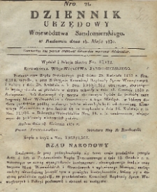 Dziennik Urzędowy Województwa Sandomierskiego, 1831, nr 21