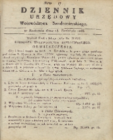 Dziennik Urzędowy Województwa Sandomierskiego, 1833, nr 17