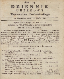 Dziennik Urzędowy Województwa Sandomierskiego, 1833, nr 19