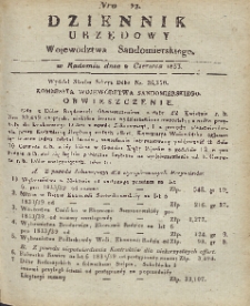 Dziennik Urzędowy Wojew&oacute;dztwa Sandomierskiego, 1833, nr 22