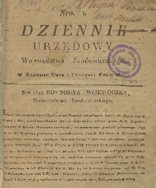 Dziennik Urzędowy Województwa Sandomierskiego, 1817, nr 1