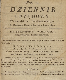 Dziennik Urzędowy Województwa Sandomierskiego, 1817, nr 4