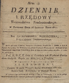 Dziennik Urzędowy Województwa Sandomierskiego, 1817, nr 7