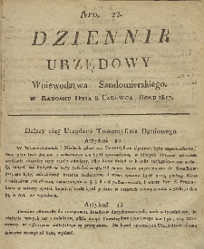 Dziennik Urzędowy Województwa Sandomierskiego, 1817, nr 22