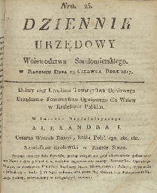 Dziennik Urzędowy Województwa Sandomierskiego, 1817, nr 25
