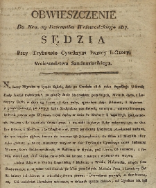 Dziennik Urzędowy Województwa Sandomierskiego, 1817, nr 29, obwieszczenie