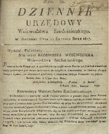 Dziennik Urzędowy Województwa Sandomierskiego, 1817, nr 31