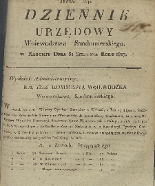 Dziennik Urzędowy Województwa Sandomierskiego, 1817, nr 34