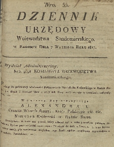 Dziennik Urzędowy Województwa Sandomierskiego, 1817, nr 35