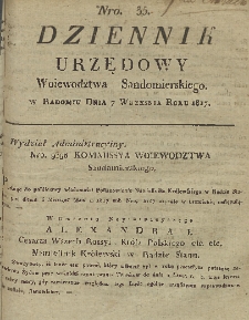 Dziennik Urzędowy Województwa Sandomierskiego, 1817, nr 35