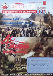 Biuletyn NSZZ "Solidarność" Ziemia Radomska, 2020, nr 826