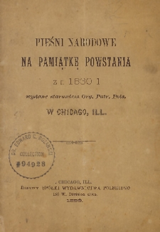 Pieśni narodowe na pamiątkę powstania z r. 1830-1