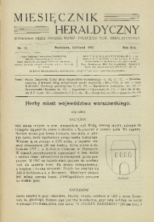 Miesięcznik Heraldyczny, 1937, R. 16, nr 11
