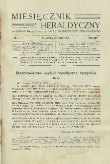 Miesięcznik Heraldyczny, 1935, R. 14, nr 11