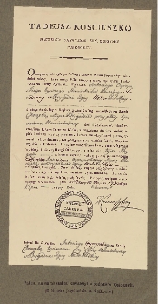 [Patent na namiestnika kawalerii z podpisem Kościuszki]