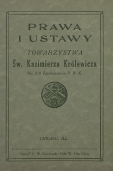Prawa i ustawy towarzystwa św. Kazimierza Królewicza