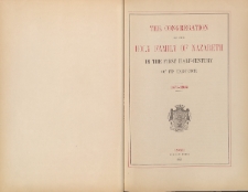 The Congregation of the Holy Family of Nazareth in the first half-century of its existence : 1875-1925