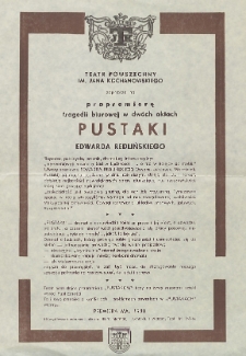 Edward Redliński „Pustaki” / Teatr Powszechny im. Jana Kochanowskiego w Radomiu