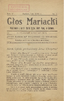 Głos Mariacki, 1938, R. 6, nr 1