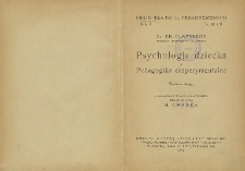 Psychologia dziecka i pedagogika eksperymentalna