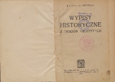 Wypisy historyczne z dziej&oacute;w ojczystych