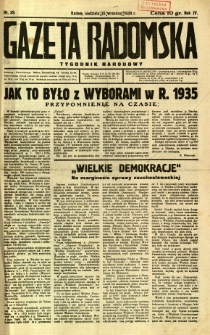 Gazeta Radomska : Tygodnik Narodowy, 1938, R. 4, nr 39