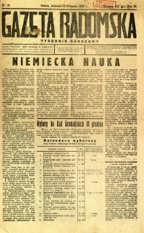 Gazeta Radomska : Tygodnik Narodowy, 1938, R. 4, nr 48