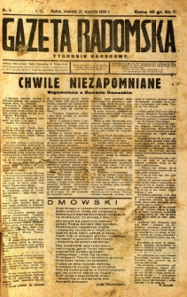 Gazeta Radomska : Tygodnik Narodowy, 1939, R. 5, nr 4