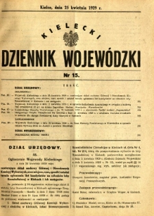 Kielecki Dziennik Wojewódzki, 1929, nr 15