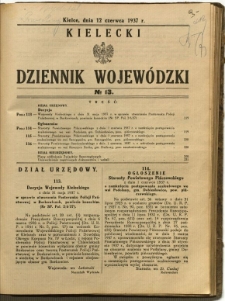 Kielecki Dziennik Wojewódzki, 1937, nr 13