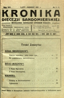 Kronika Diecezji Sandomierskiej, 1921, R. 14, nr 2/3