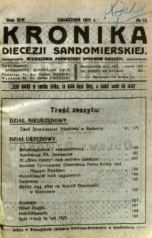 Kronika Diecezji Sandomierskiej, 1921, R. 14, nr 12
